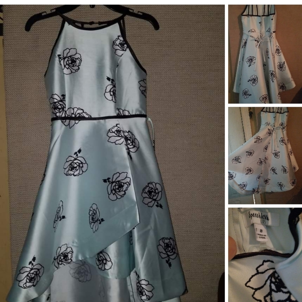 Girls blue dress with flowers